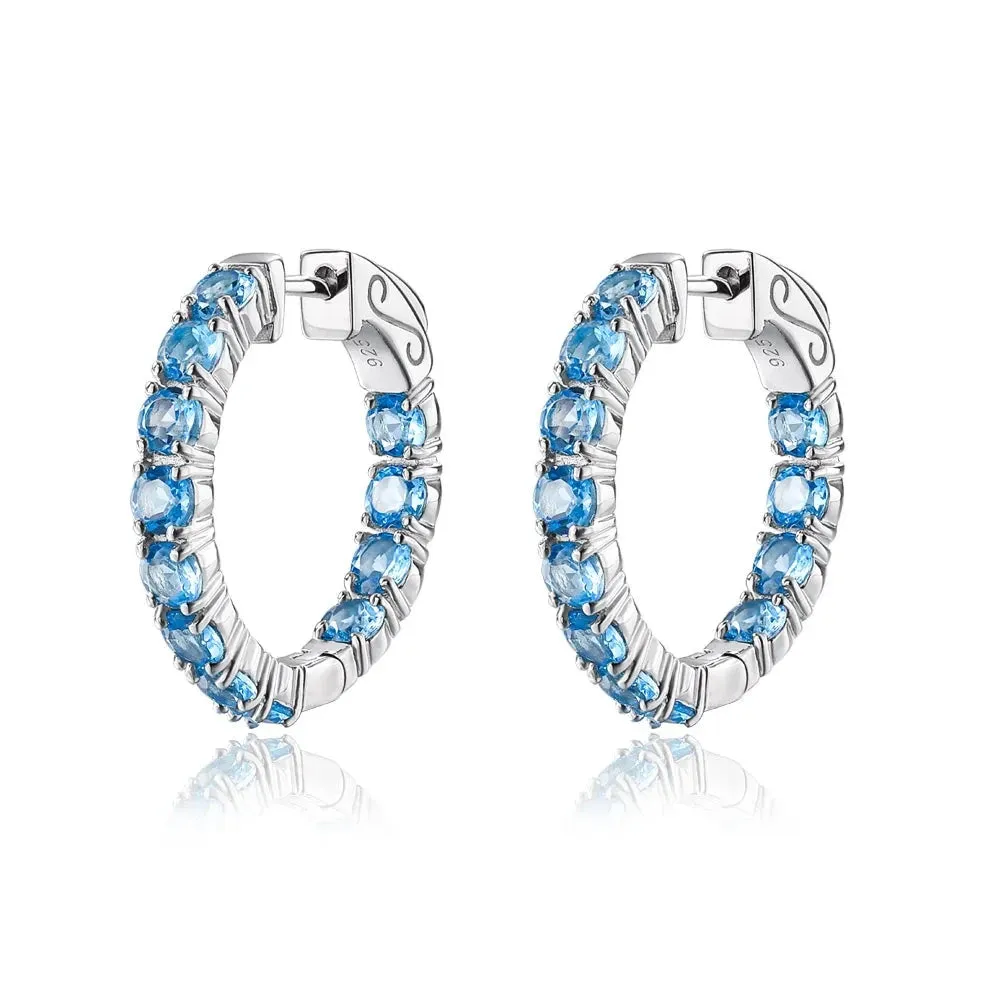 Classic Natural Gemstone Hoop Earrings