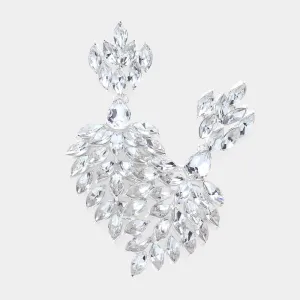 Clear Marquise Cluster Stone Chandelier Earrings | Pageant Earrings | Prom Earrings |  604684