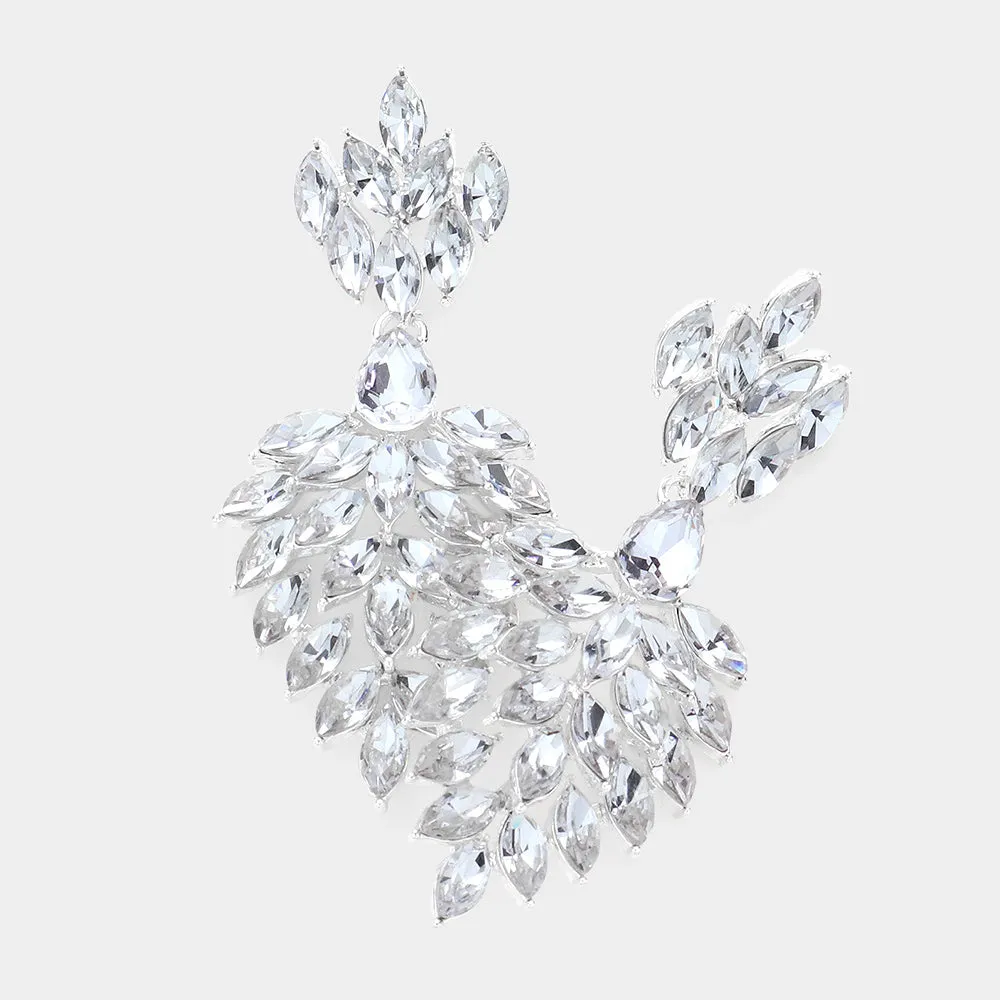 Clear Marquise Cluster Stone Chandelier Earrings | Pageant Earrings | Prom Earrings |  604684