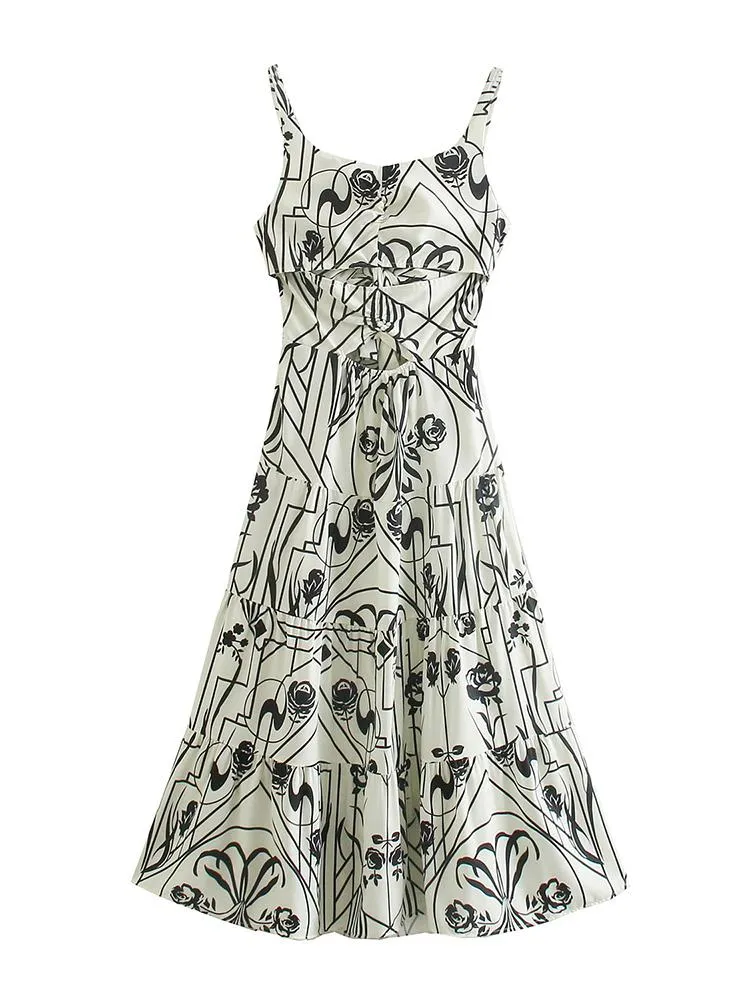 CM-D122248 Women Casual European Style Low Cut Street Loose Sleeveless Maxi Dress