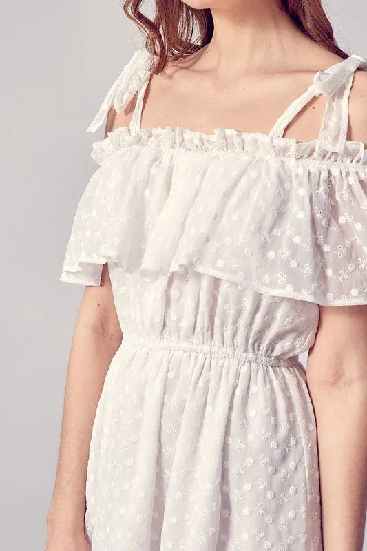 COLD SHOULDER RUFFLE DRESS