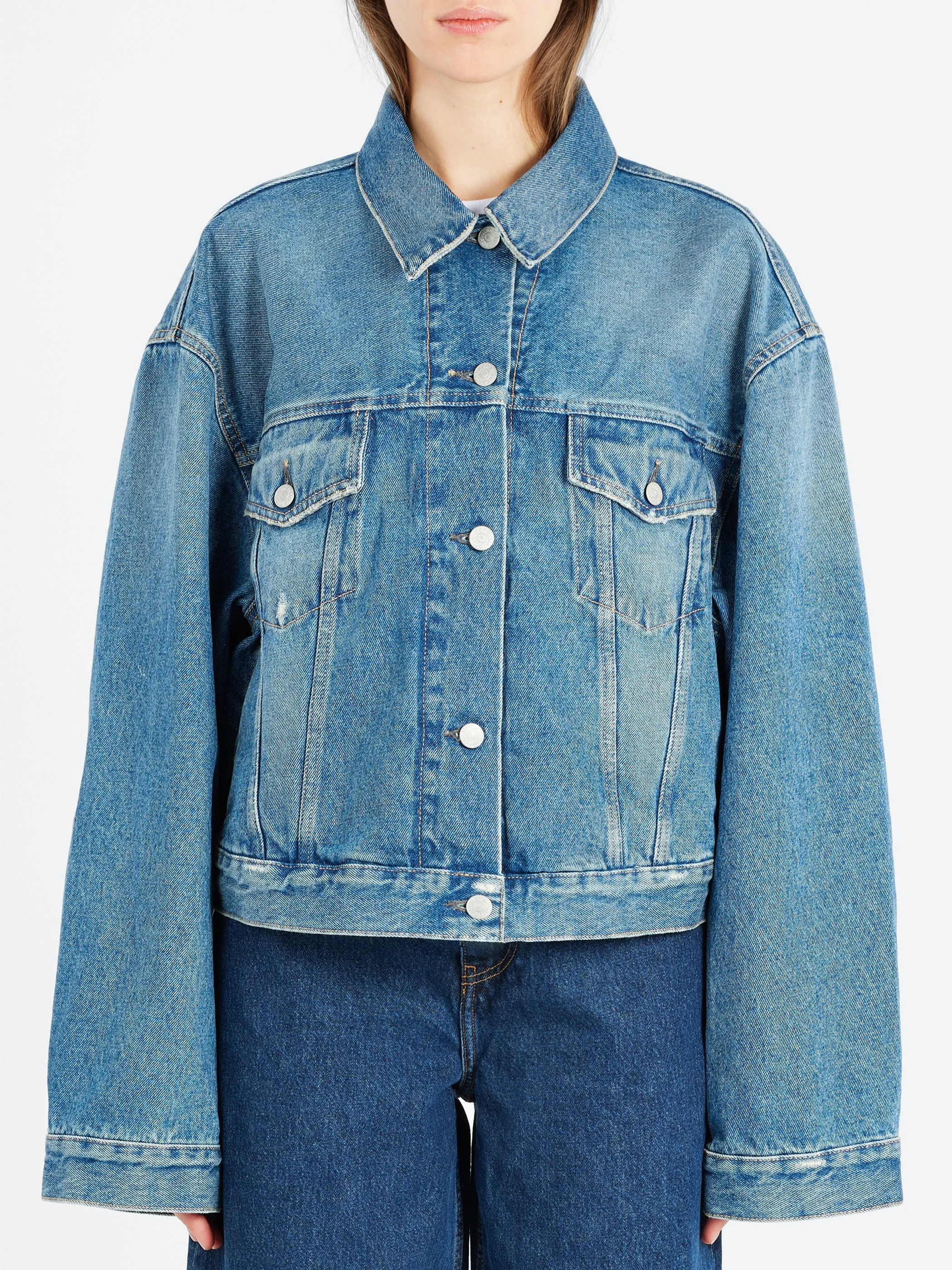 Collared Button-Up Denim Jacket