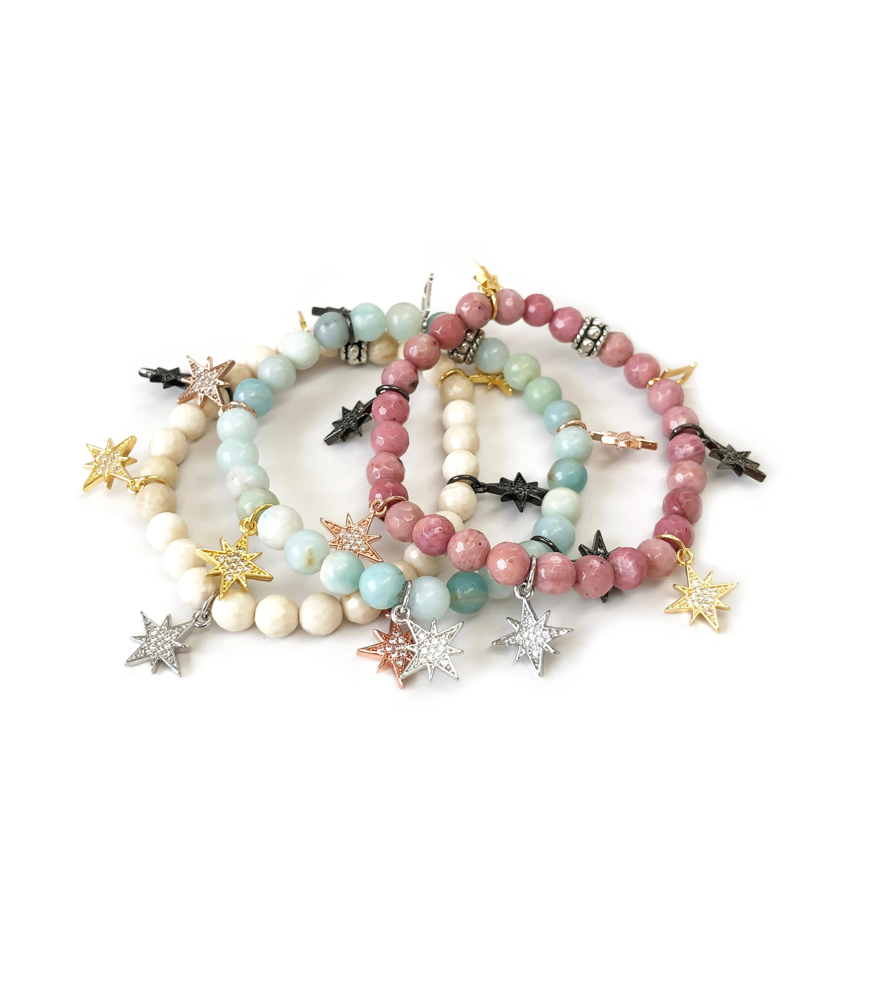 Colored Mini Starburst Charm Bracelets