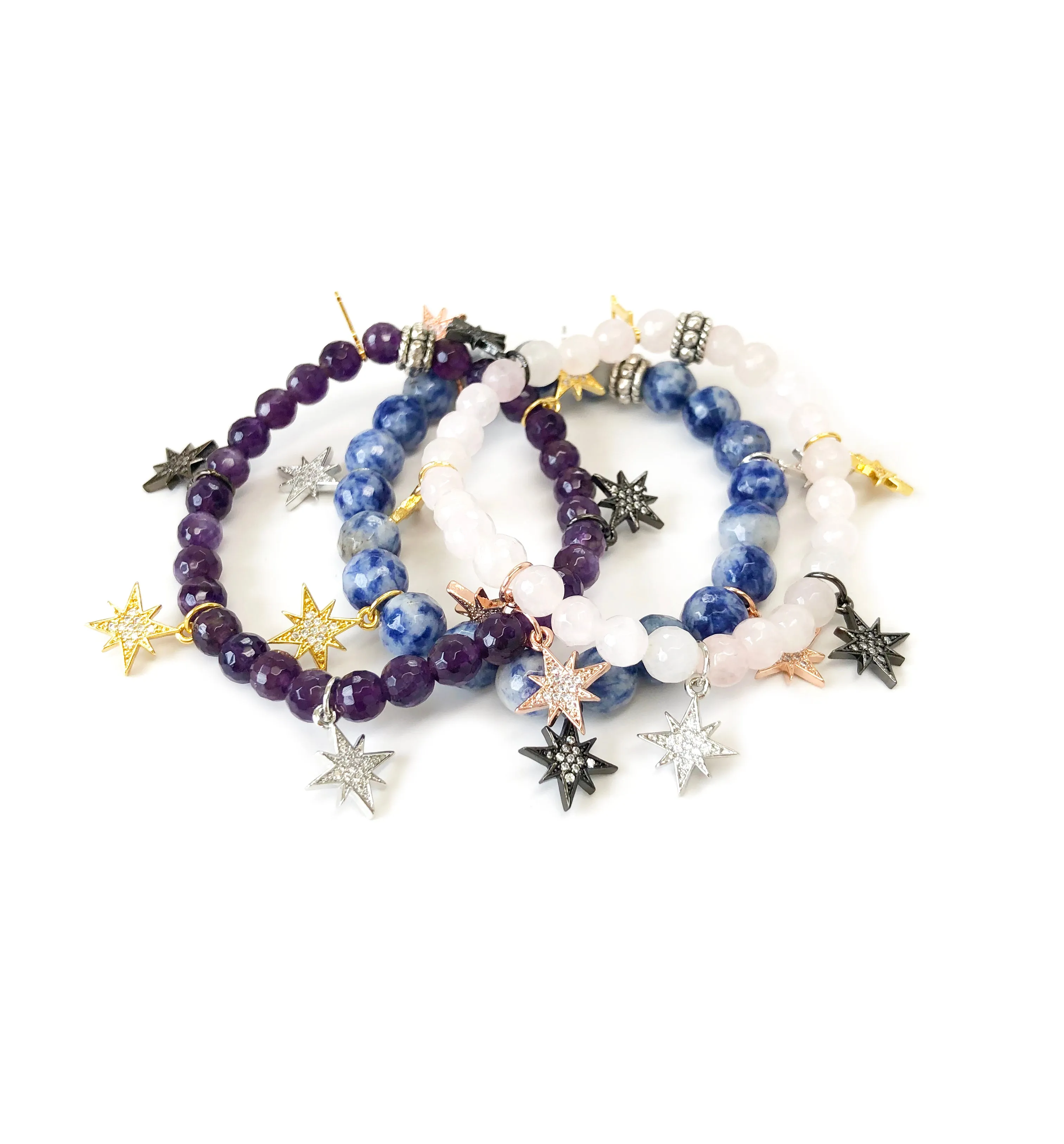 Colored Mini Starburst Charm Bracelets