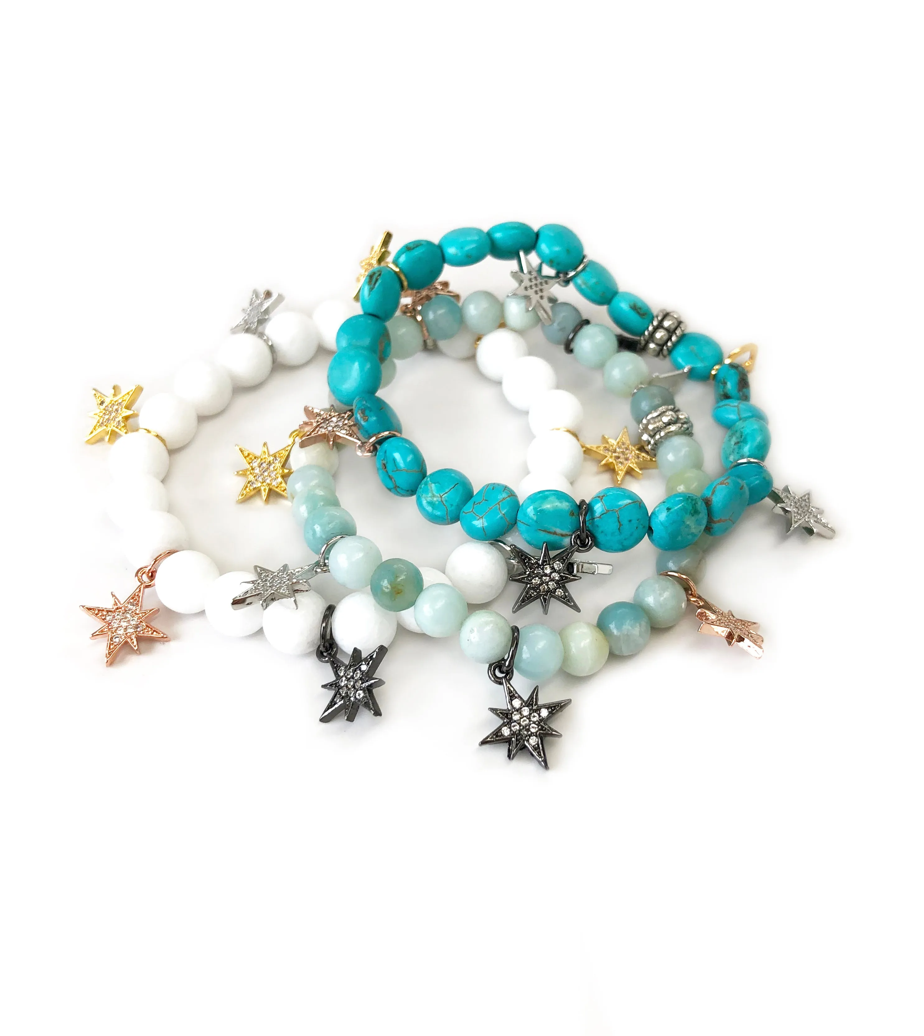 Colored Mini Starburst Charm Bracelets
