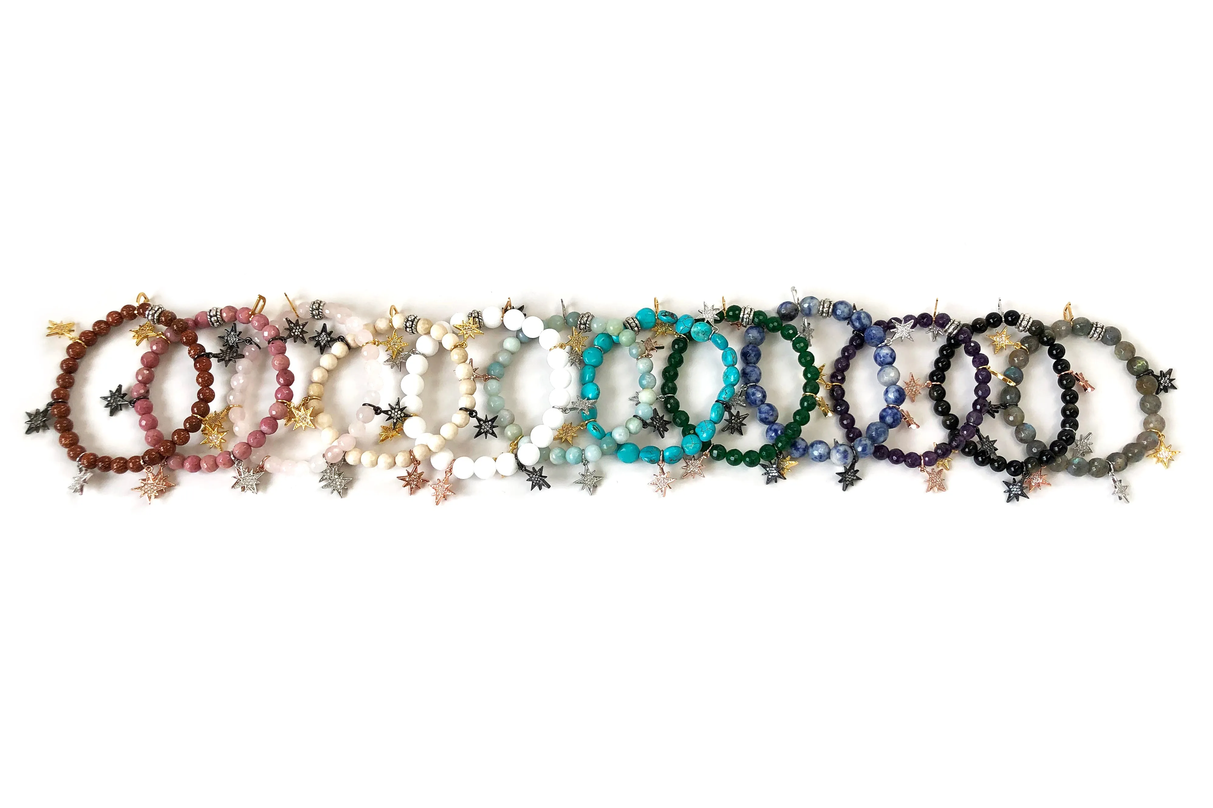 Colored Mini Starburst Charm Bracelets