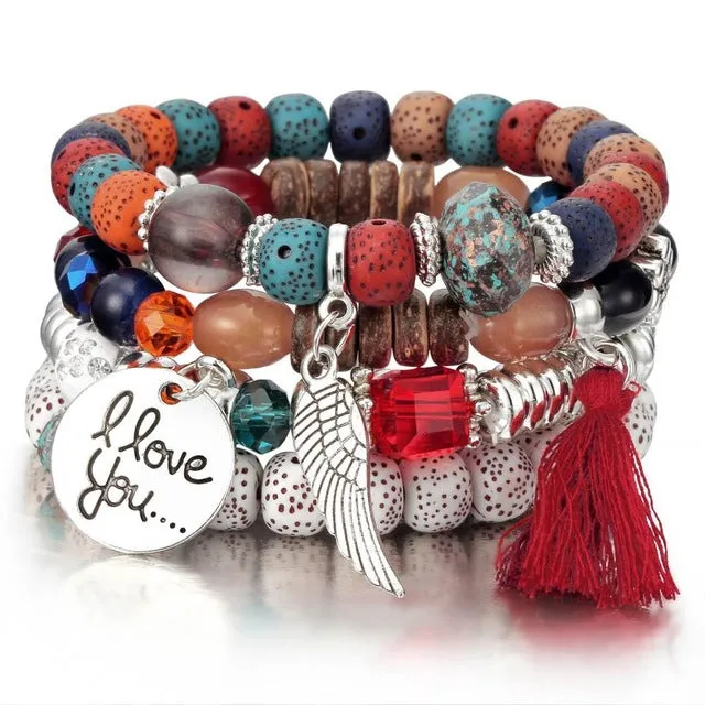 Colorfully Beaded Charm Bracelets