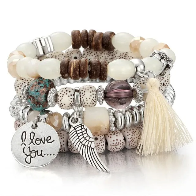 Colorfully Beaded Charm Bracelets
