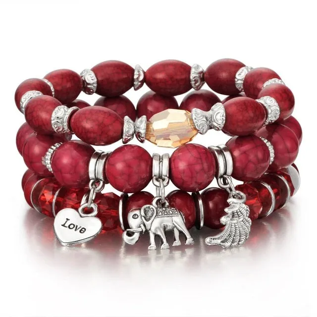 Colorfully Beaded Charm Bracelets