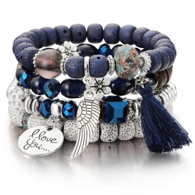 Colorfully Beaded Charm Bracelets