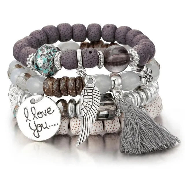 Colorfully Beaded Charm Bracelets