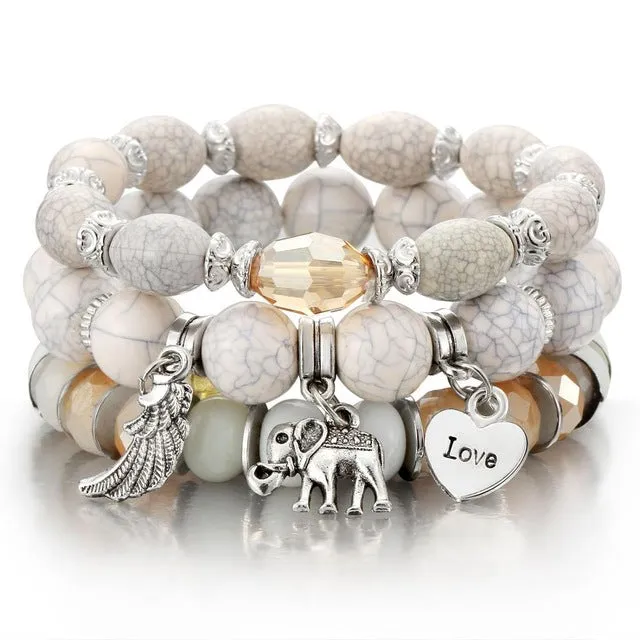Colorfully Beaded Charm Bracelets