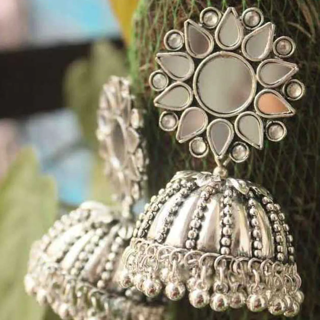 Combo of 2 Chandelier Mirror and Peacock Jhumki