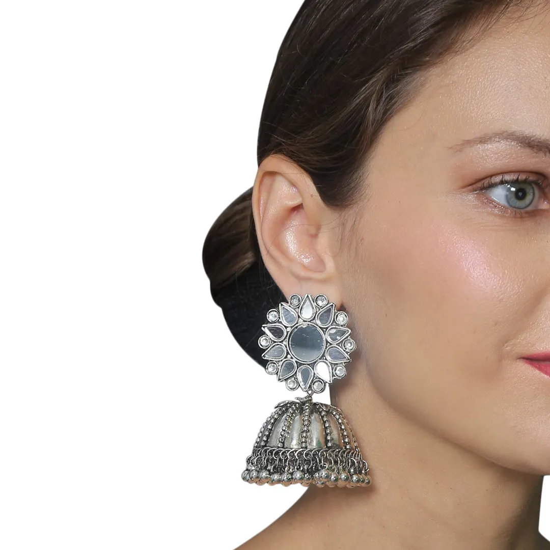 Combo of 2 Chandelier Mirror and Peacock Jhumki