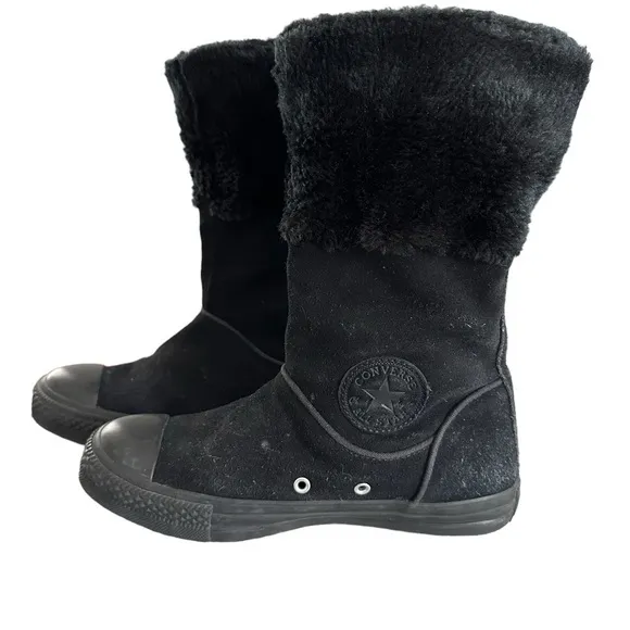 converse chuck taylor andover hi slipon black suede leather womens boots 525937c