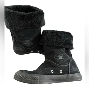 converse chuck taylor andover hi slipon black suede leather womens boots 525937c