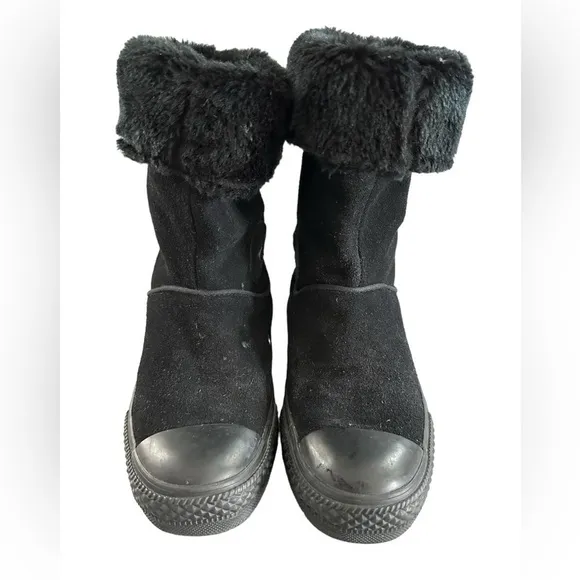 converse chuck taylor andover hi slipon black suede leather womens boots 525937c