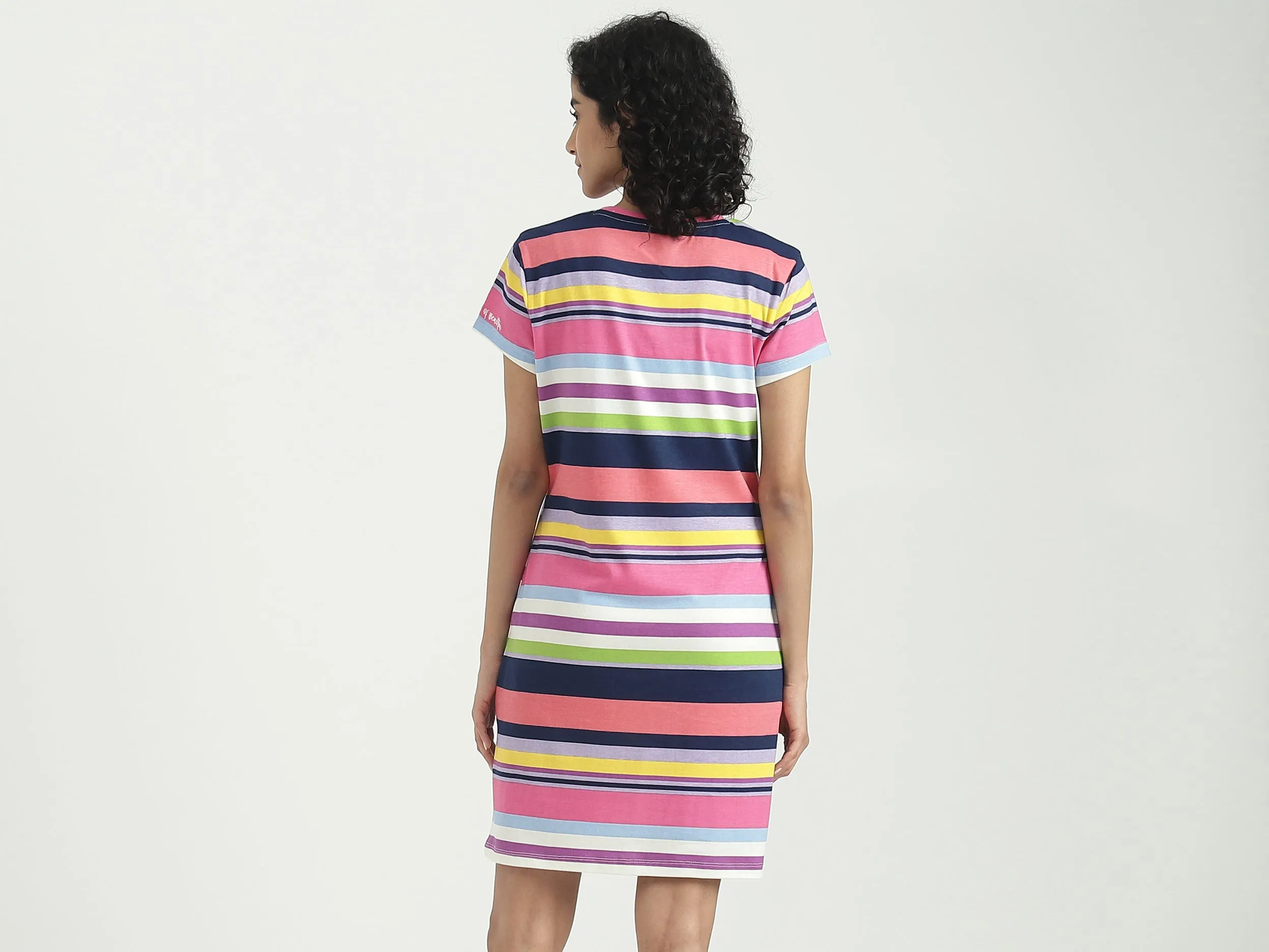 Cotton Striped Round Neck Women Dresses