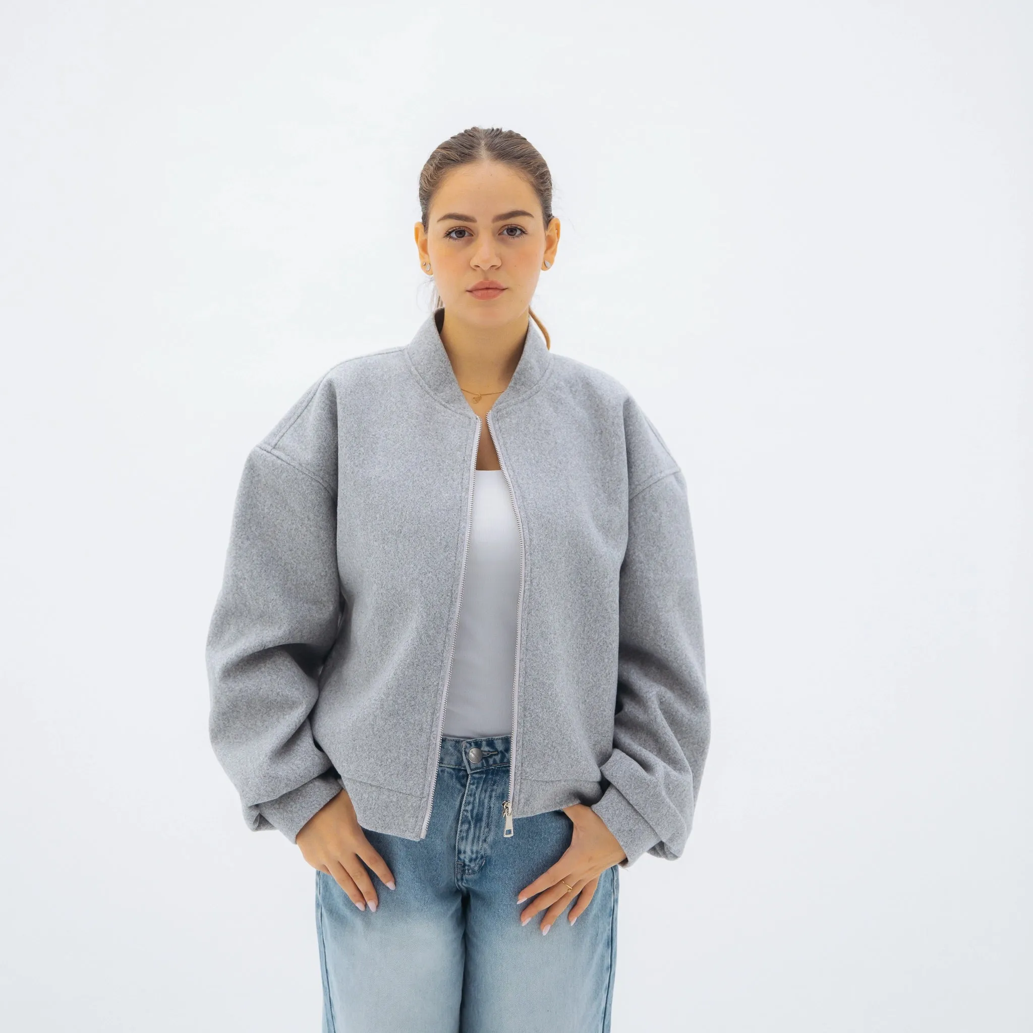 Cozy bomber jacket - light grey