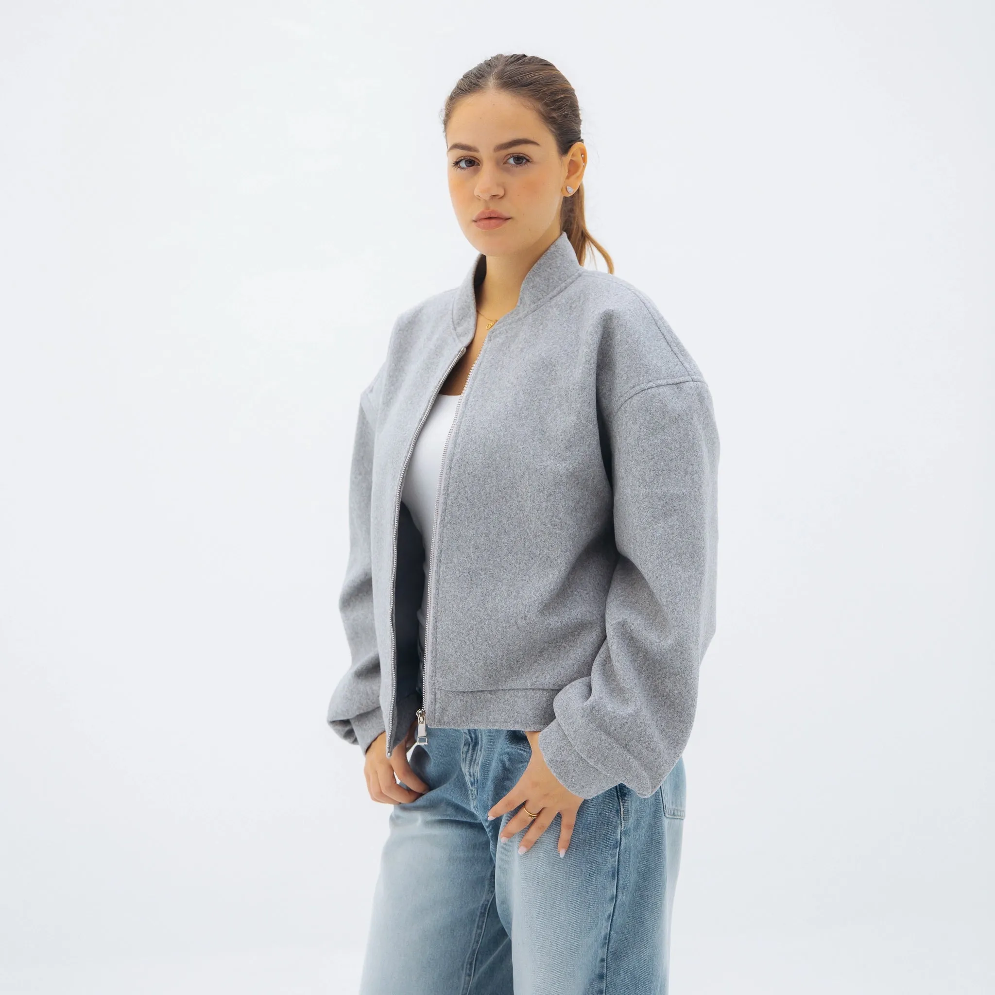 Cozy bomber jacket - light grey