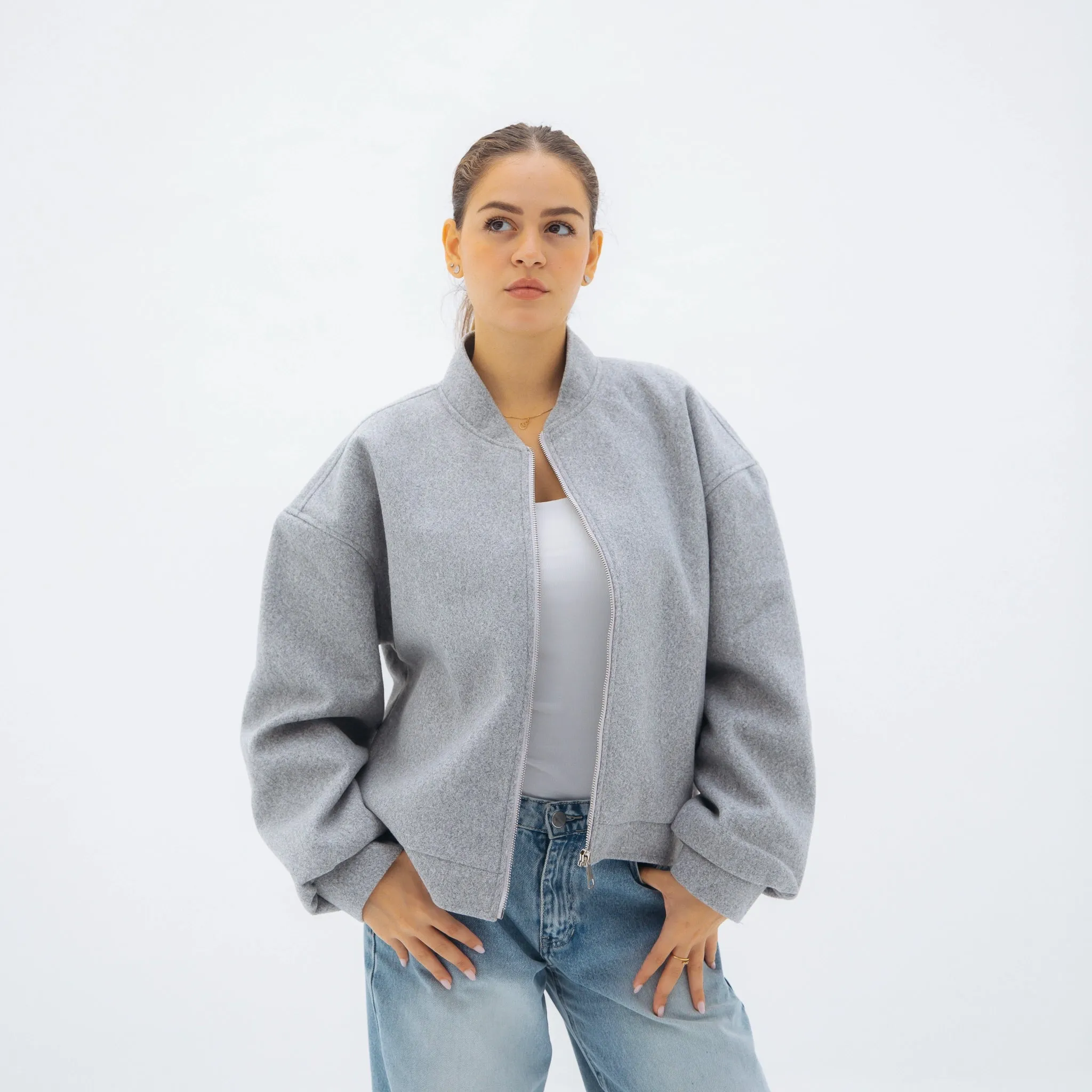 Cozy bomber jacket - light grey