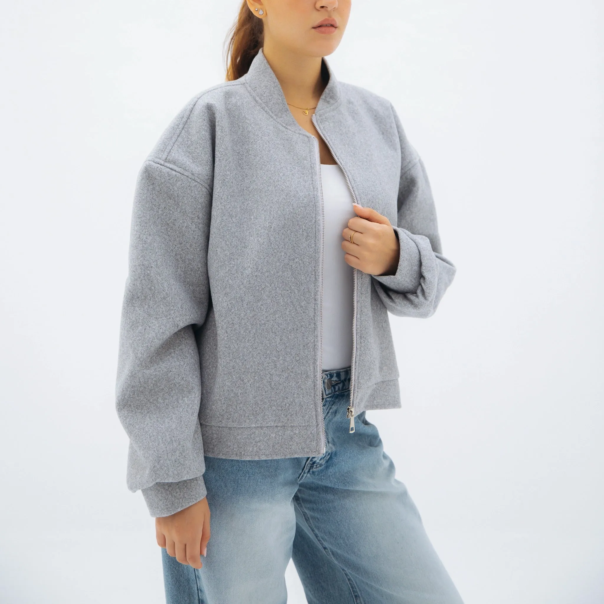 Cozy bomber jacket - light grey