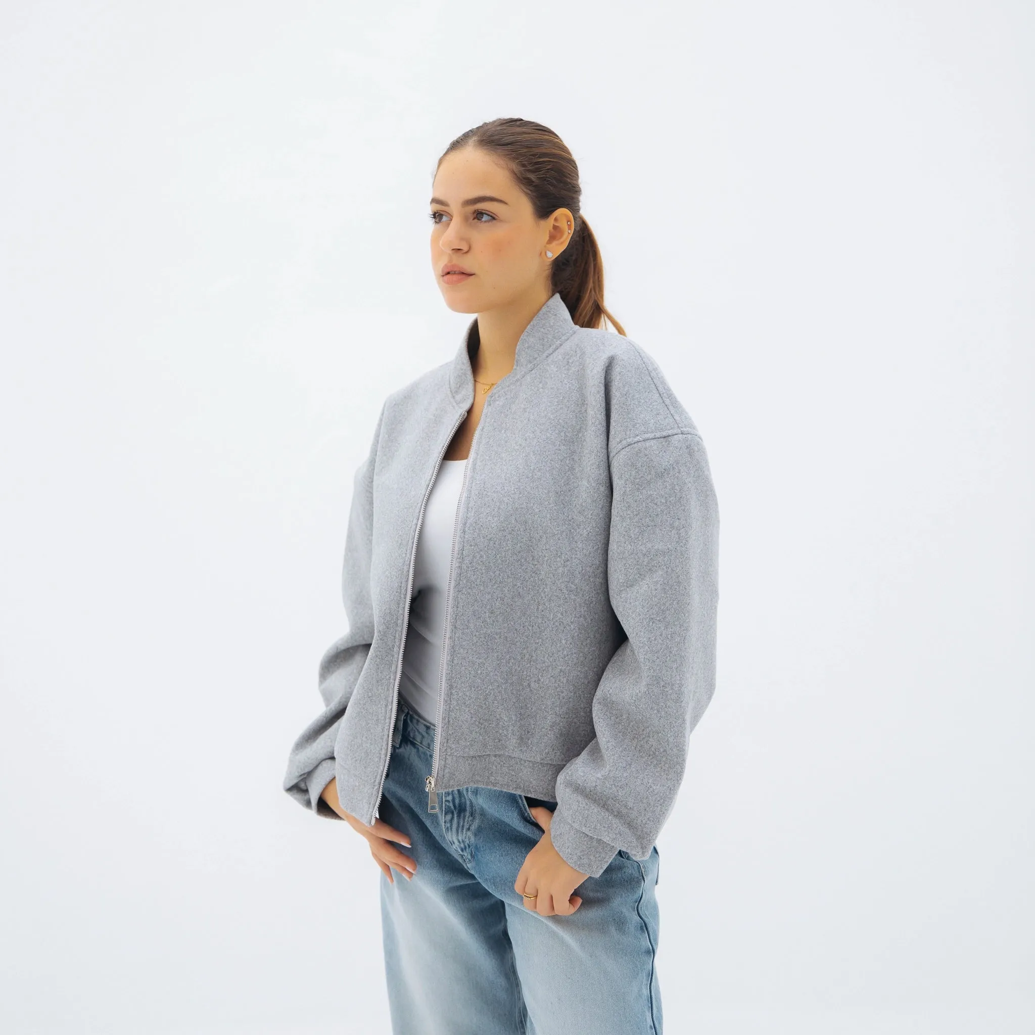 Cozy bomber jacket - light grey