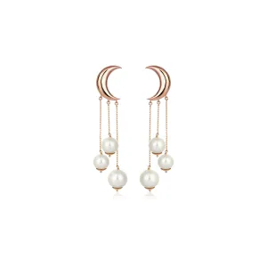 CRESCENT THREE PEARL CHANDELIER EARRINGS