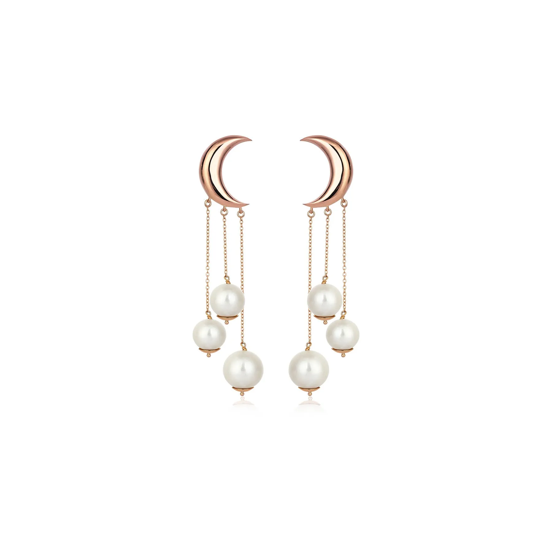 CRESCENT THREE PEARL CHANDELIER EARRINGS