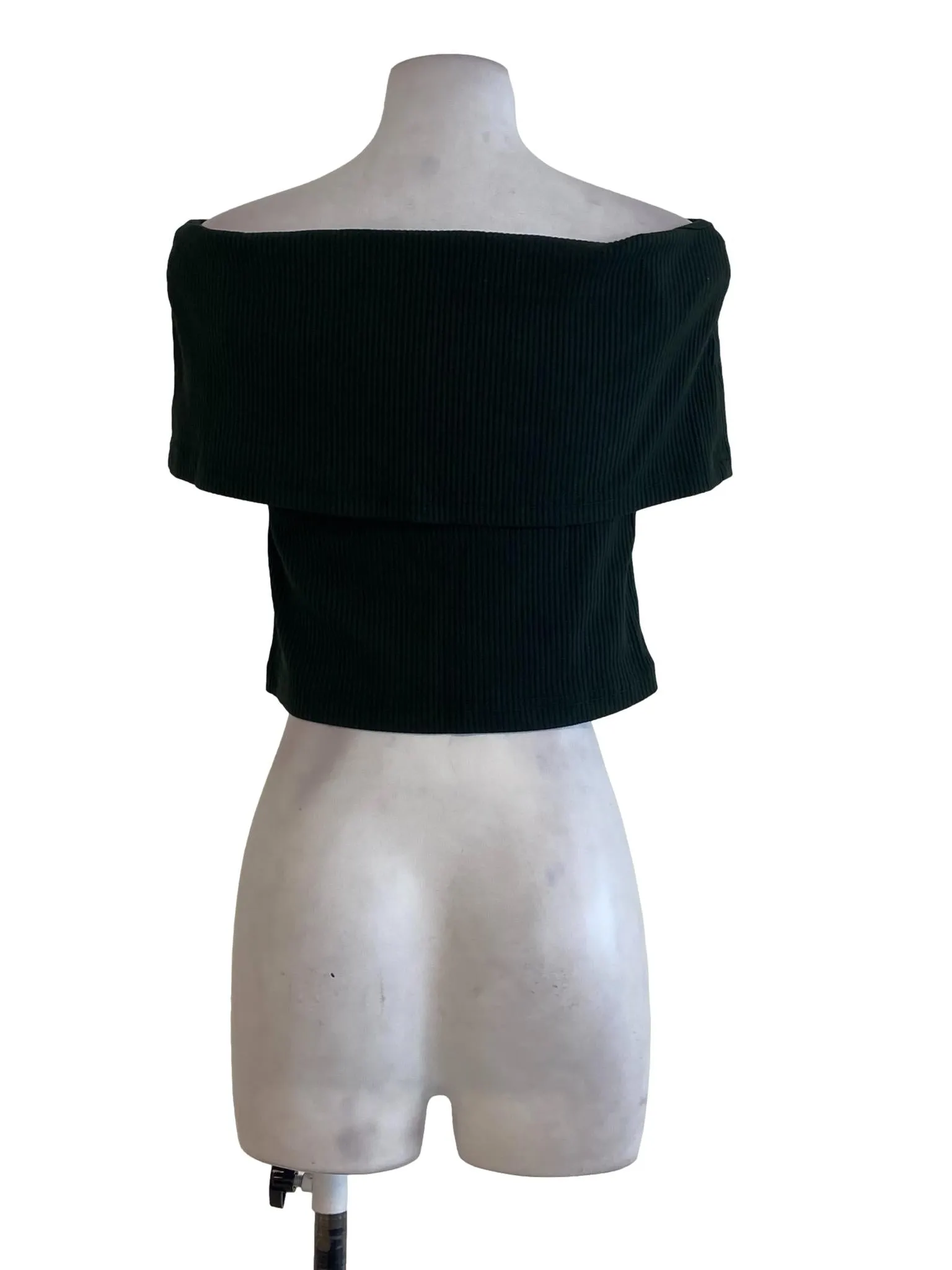 Crocodile Green Off Shoulder Crop Top