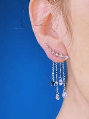Crystal Crawler Tassel Earrings