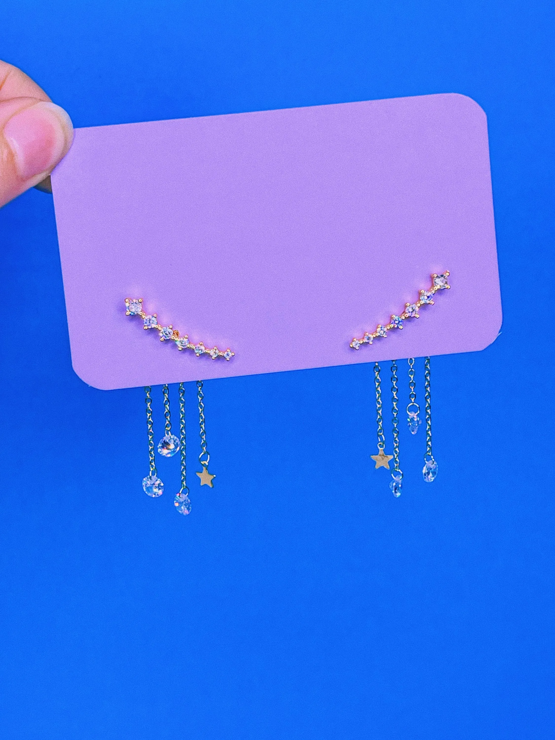 Crystal Crawler Tassel Earrings