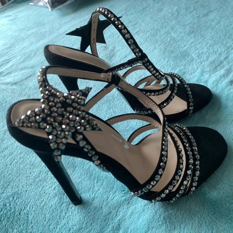 Crystal Embellished Five-pointed Stars High Heel Sandals