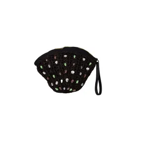 Crystals Embroidered Seashell Clutch