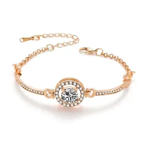 Cubic Zirconia & 18K Rose Gold-Plated Circle-Accent Bracelet
