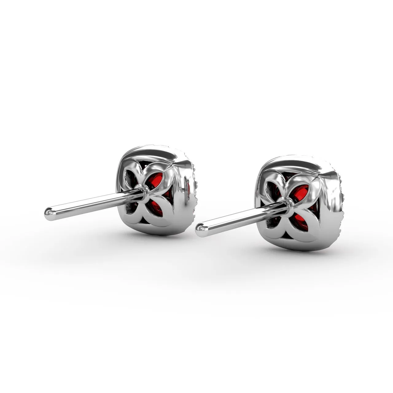 Cushion Cut Ruby Stud Earrings