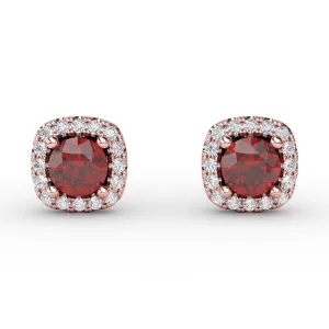 Cushion Cut Ruby Stud Earrings