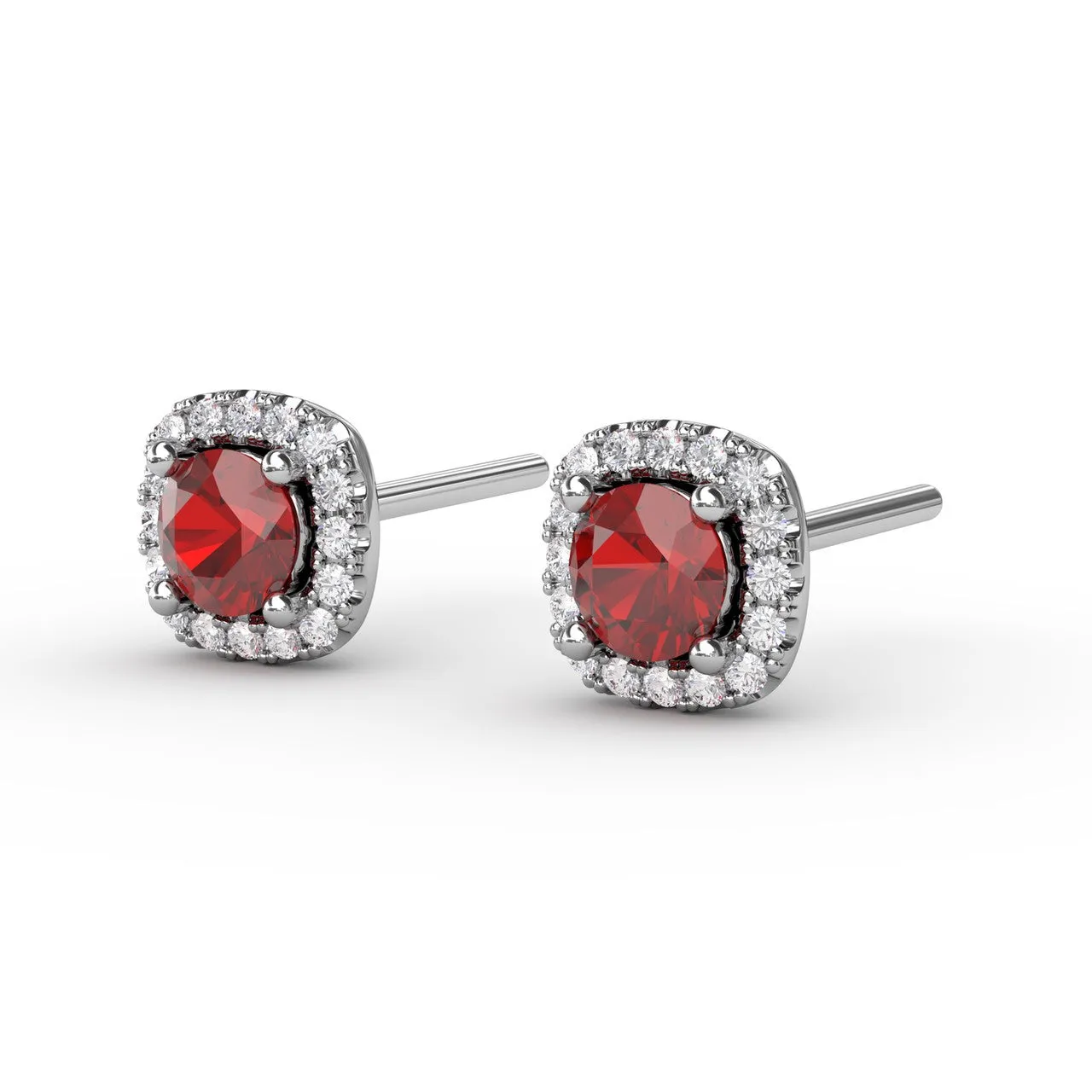 Cushion Cut Ruby Stud Earrings