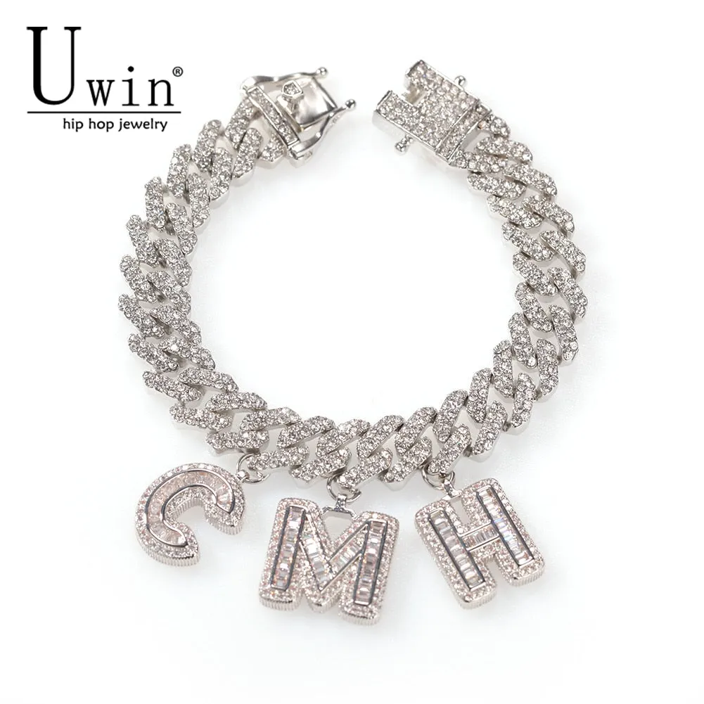 Custom Miami Cuban Link With Baguette Letters Rhinestone