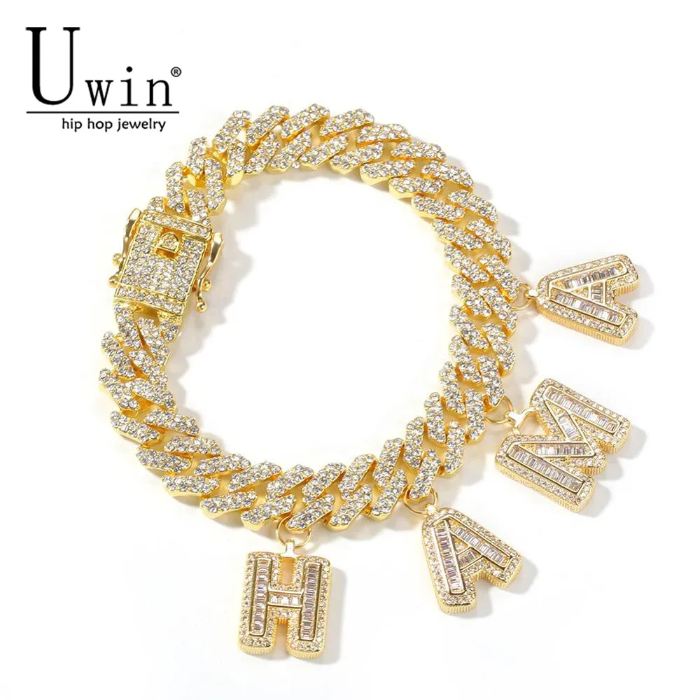 Custom Miami Cuban Link With Baguette Letters Rhinestone