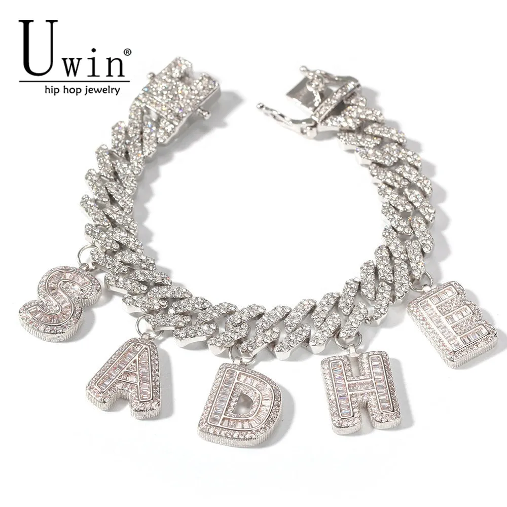 Custom Miami Cuban Link With Baguette Letters Rhinestone