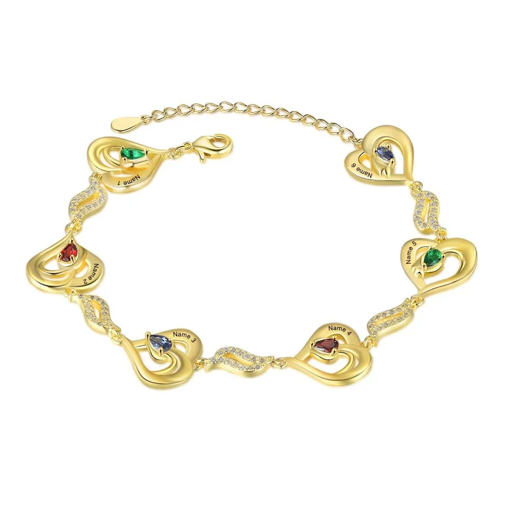 Customized 6 Birthstones Gold Bracelets