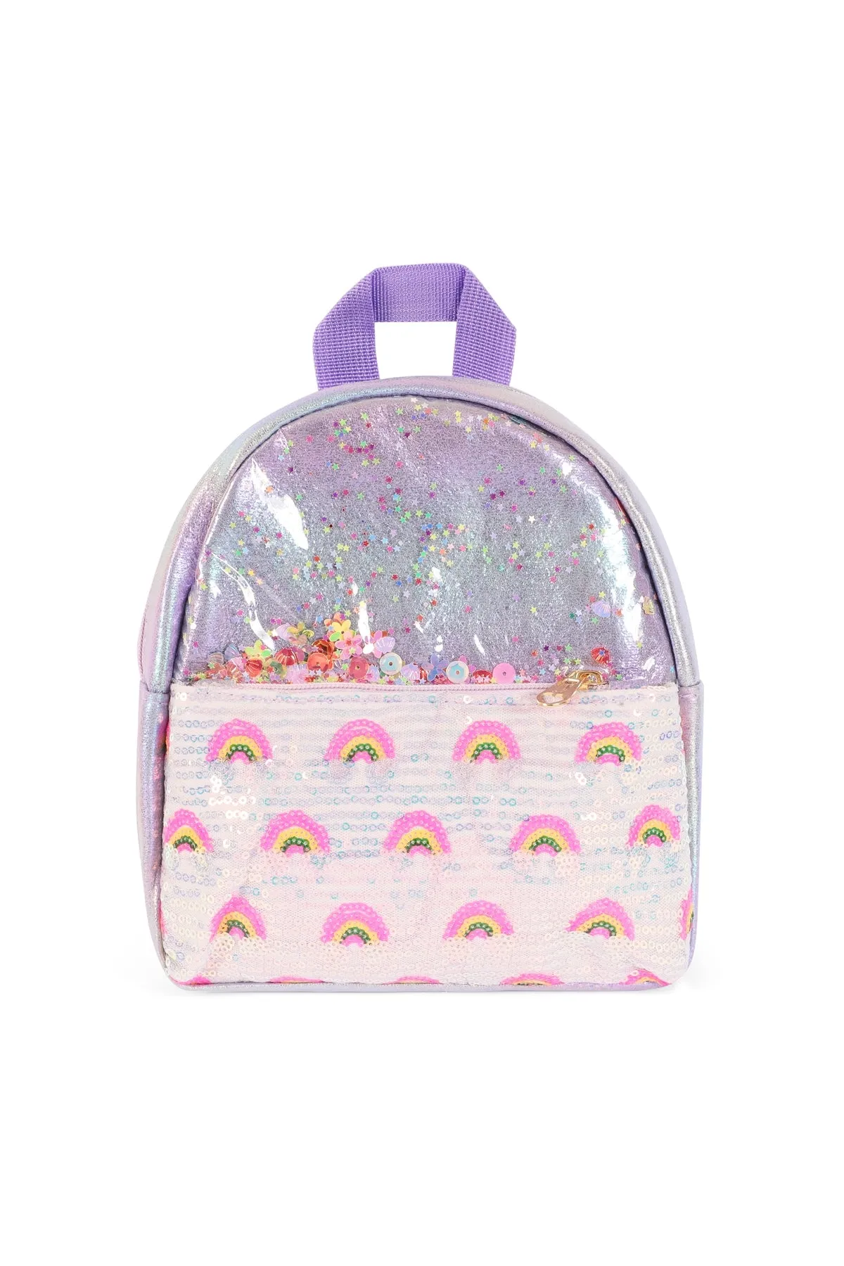 Cute Rainbow Glitter Kids Backpack Purple - Pack of 6