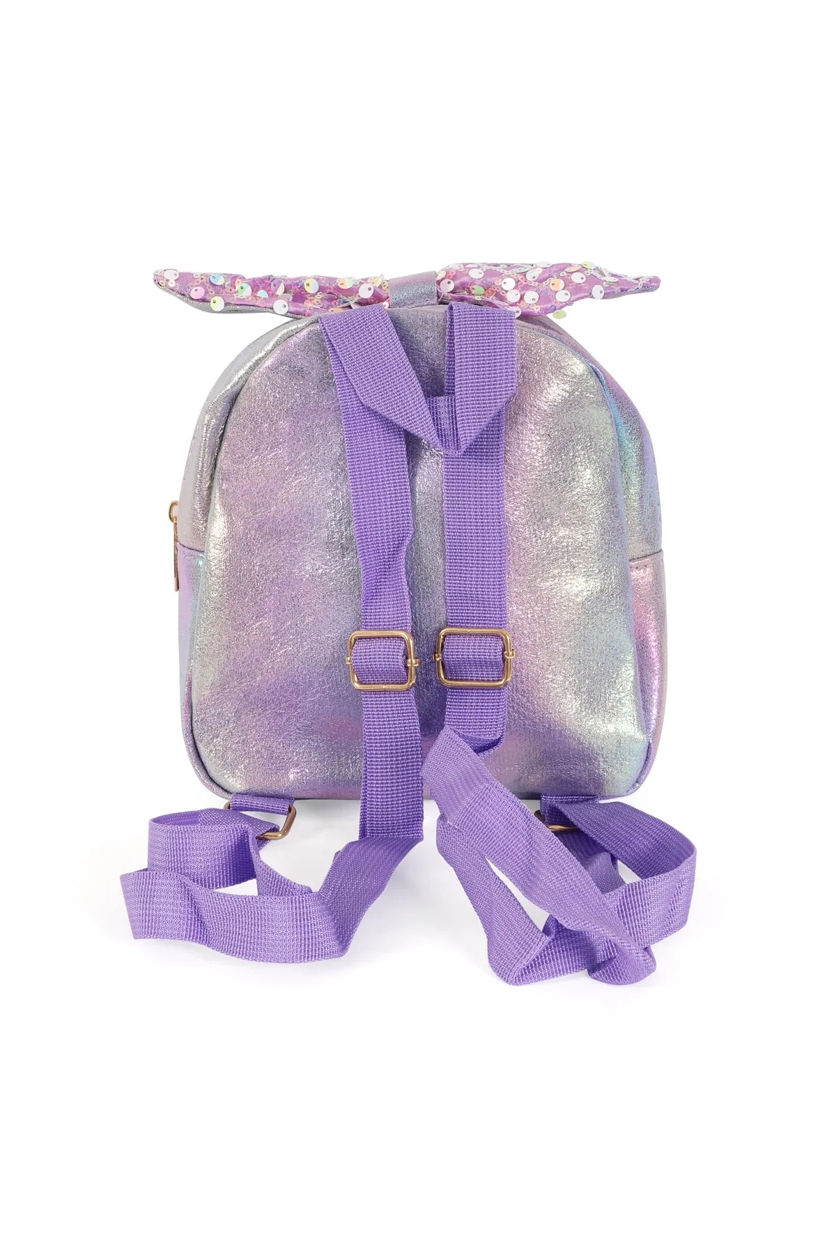 Cute Ribbon Glitter Kids Backpack Purple - Pack of 6