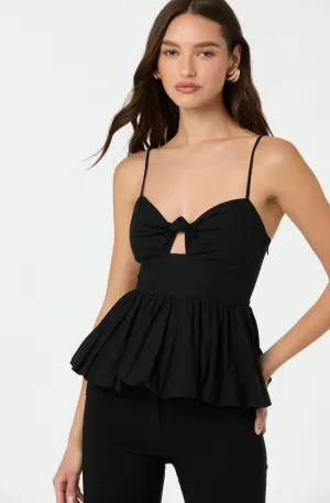 Cutout Bubble Hem Peplum Top