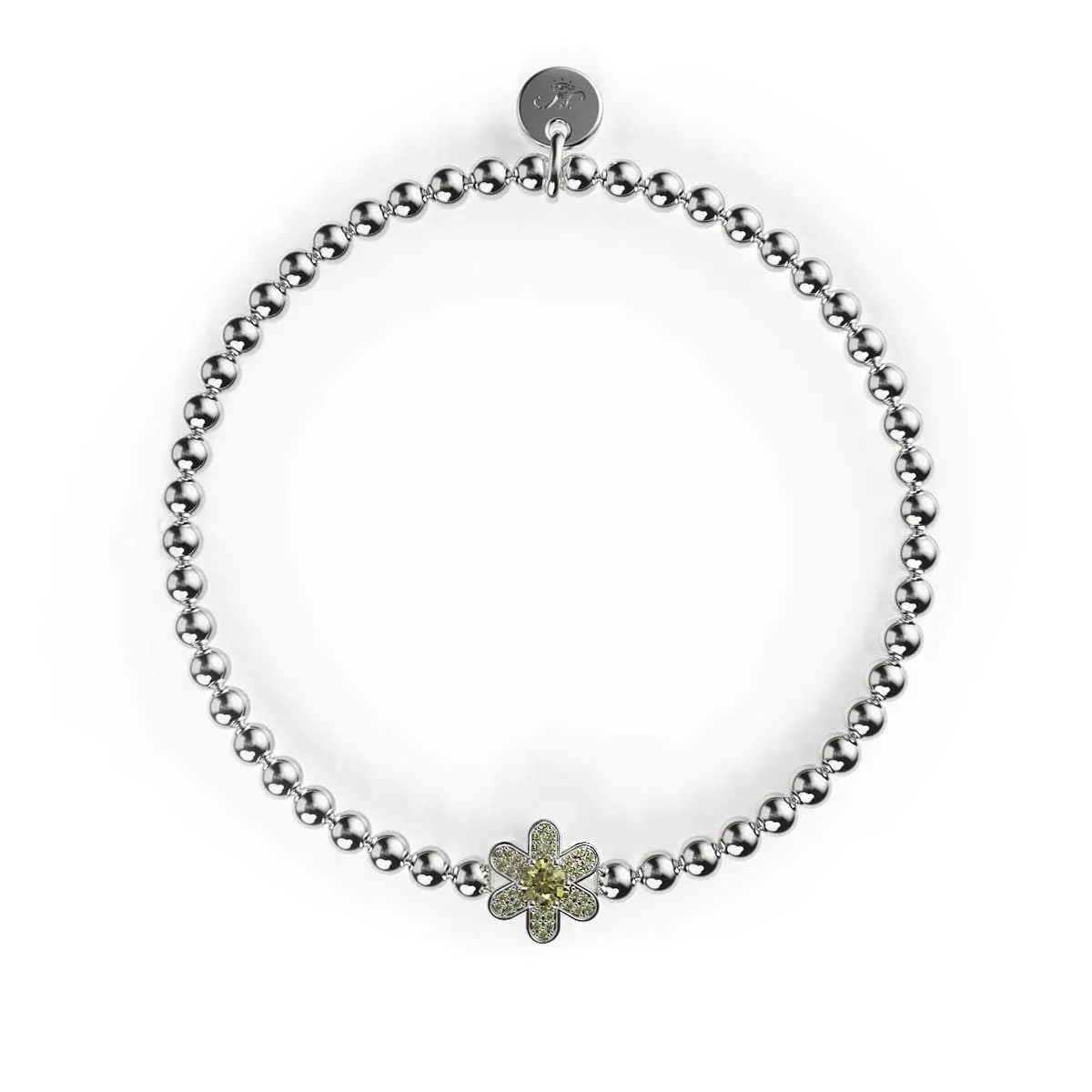 Daffodil | Silver | Yellow Crystal Charm Bracelet