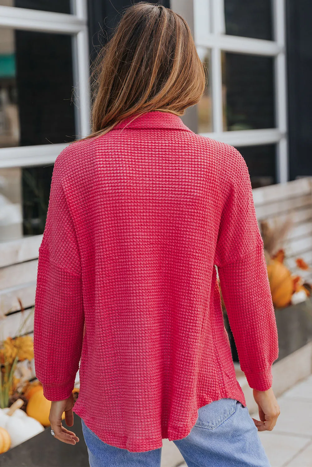 Dallas Waffle-knit Collared Neck Dropped Shoulder Shirt