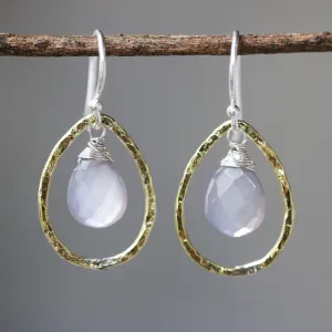 dangle earrings, drop earrings, chalcedony, gemstone earrings, birthstone earrings, boho earrings, silver earrings, brass earrings