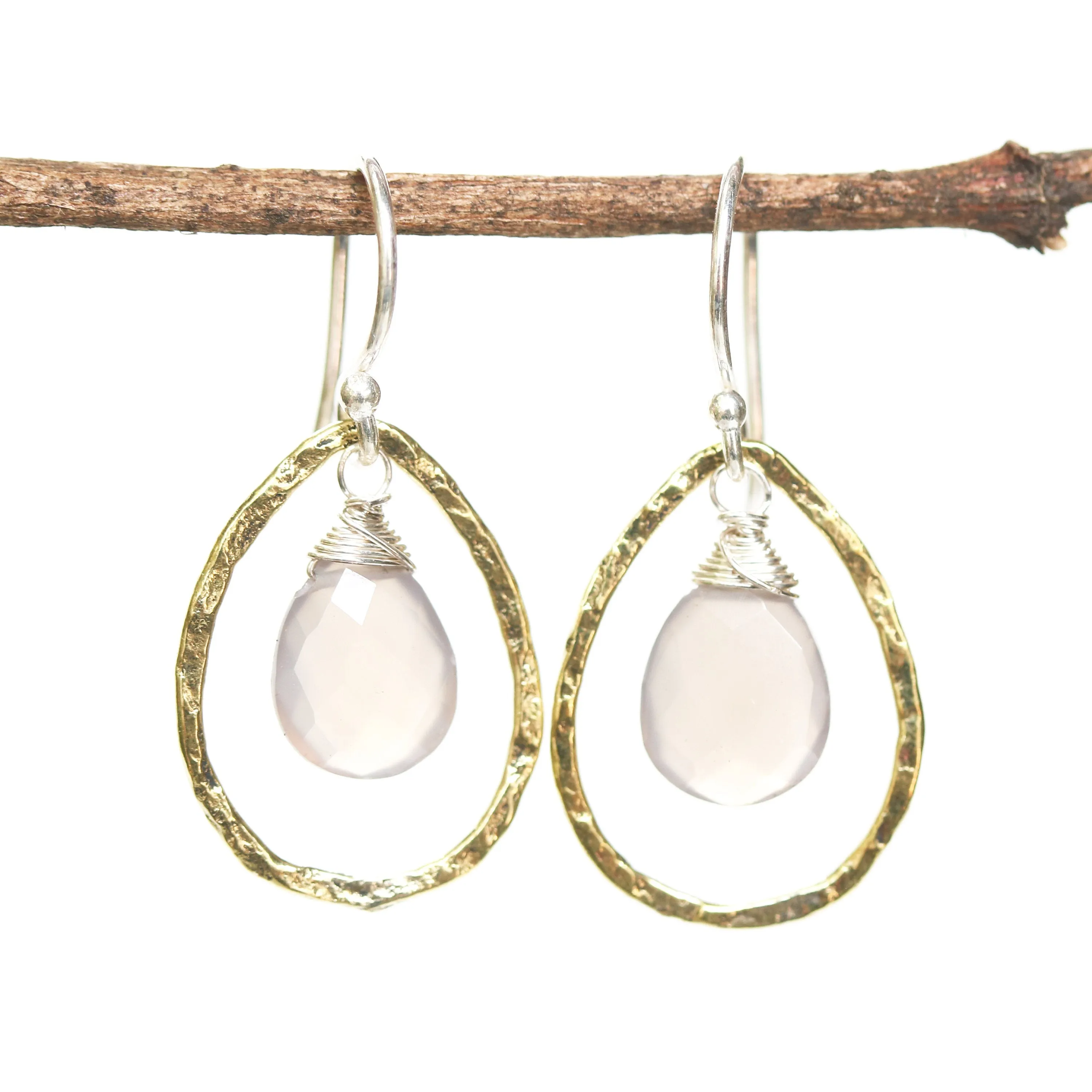 dangle earrings, drop earrings, chalcedony, gemstone earrings, birthstone earrings, boho earrings, silver earrings, brass earrings