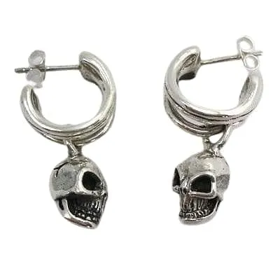 Dangle Punk Skull Sterling Silver Earrings